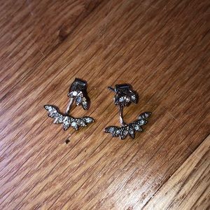 Jacket earrings with rhinestones